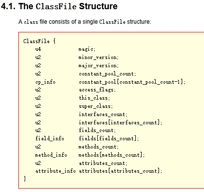 官方JVM规范里对ClassFile的定义
